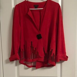 Maurices Red Blazer with Graphic Detail